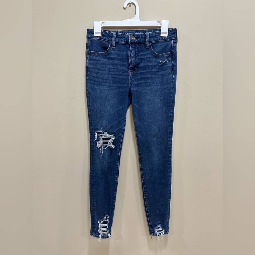 American Eagle Distressed Blue Women's Hi- Rise Jegging Size 4